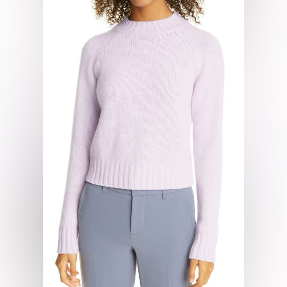 Vince 100% cashmere shrunken mock neck sweater lavender new